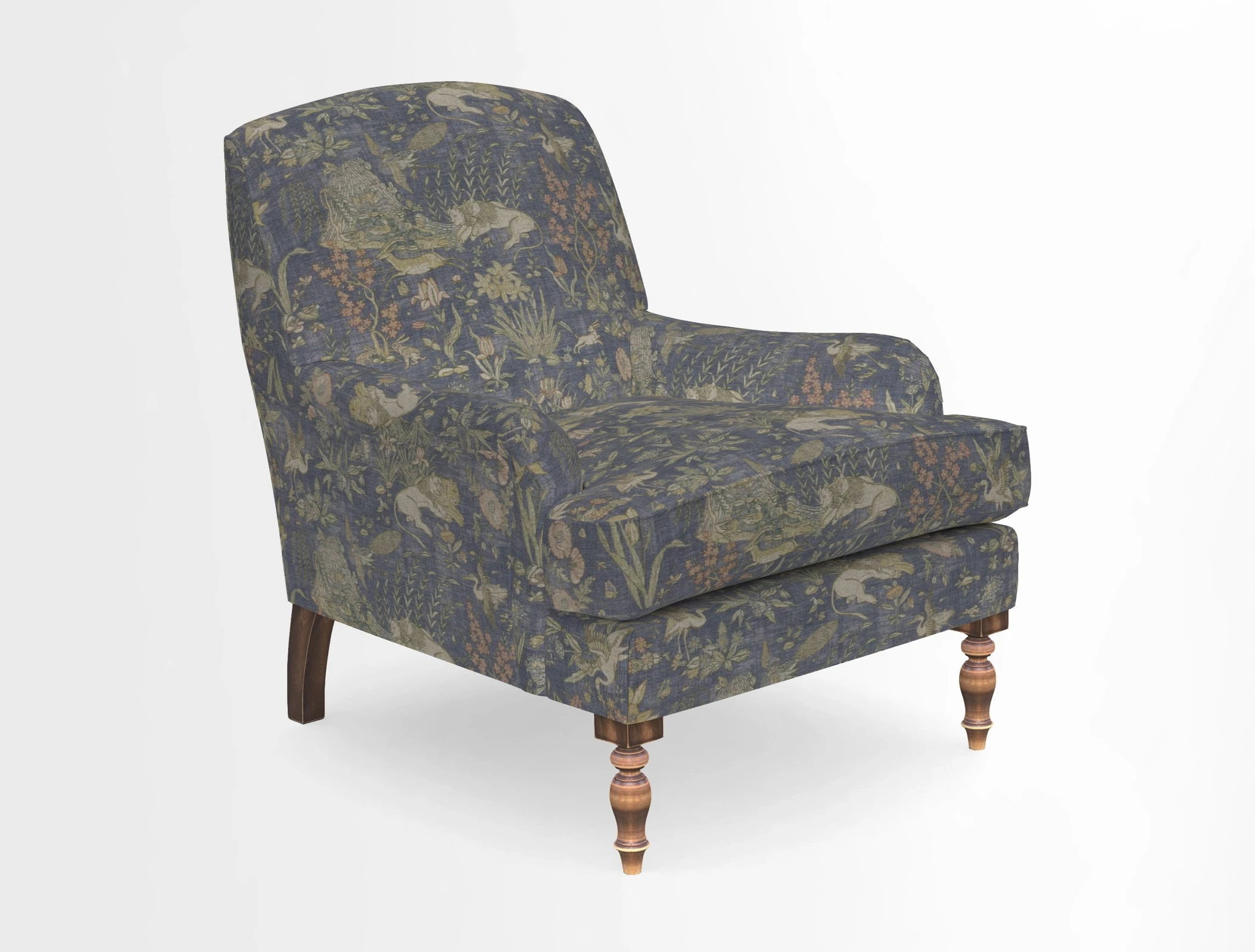 Lyndhurst Chair in V&A Threads of India Opulent-Velvets Lahore Dynasty Slate