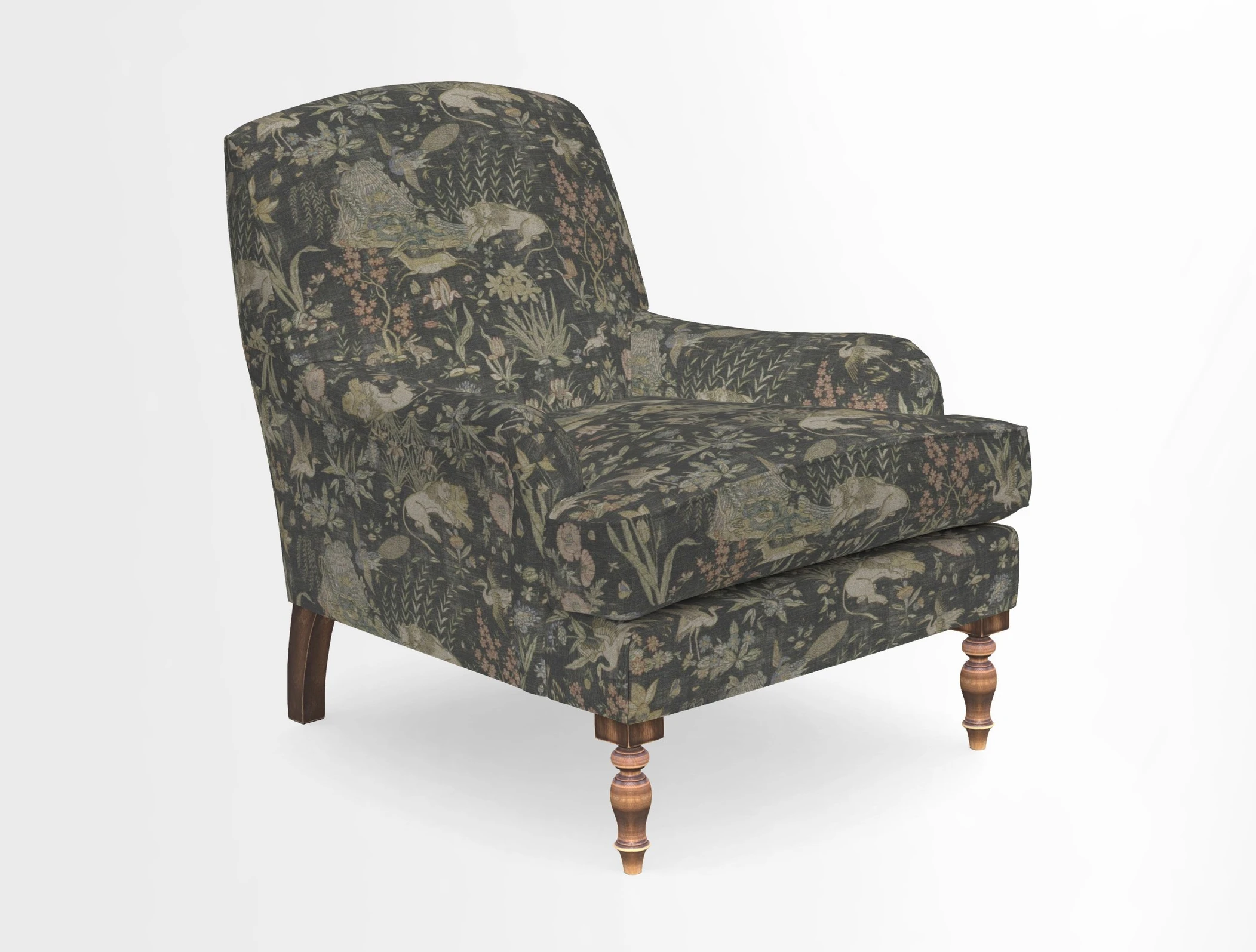 Lyndhurst Chair in V&A Threads of India Opulent-Velvets Lahore Dynasty Slate