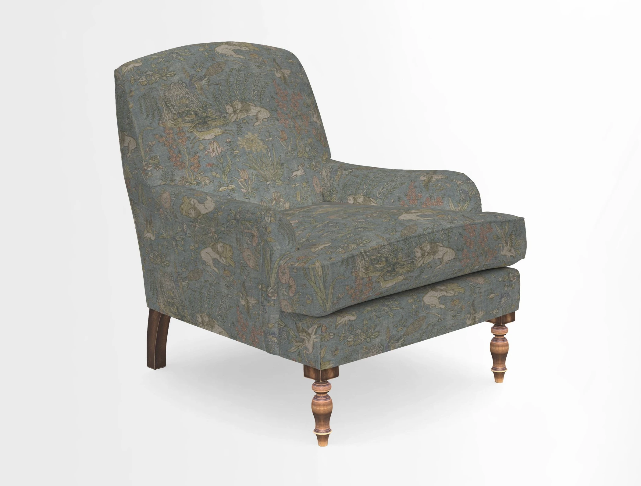 Lyndhurst Chair in V&A Threads of India Opulent-Velvets Lahore Dynasty Slate