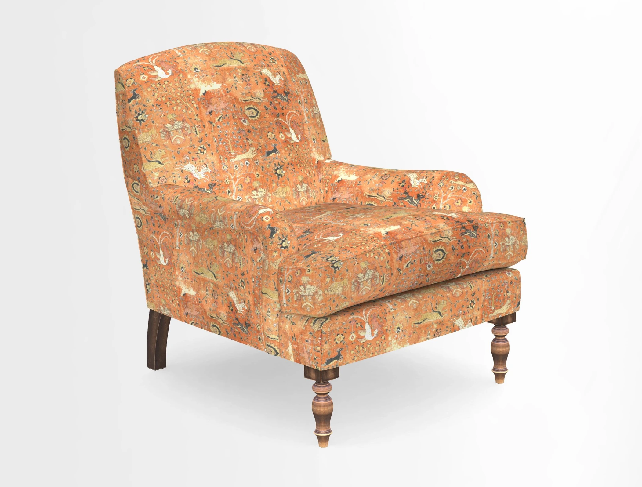 Lyndhurst Chair in V&A Threads of India Opulent-Velvets Lahore Dynasty Slate