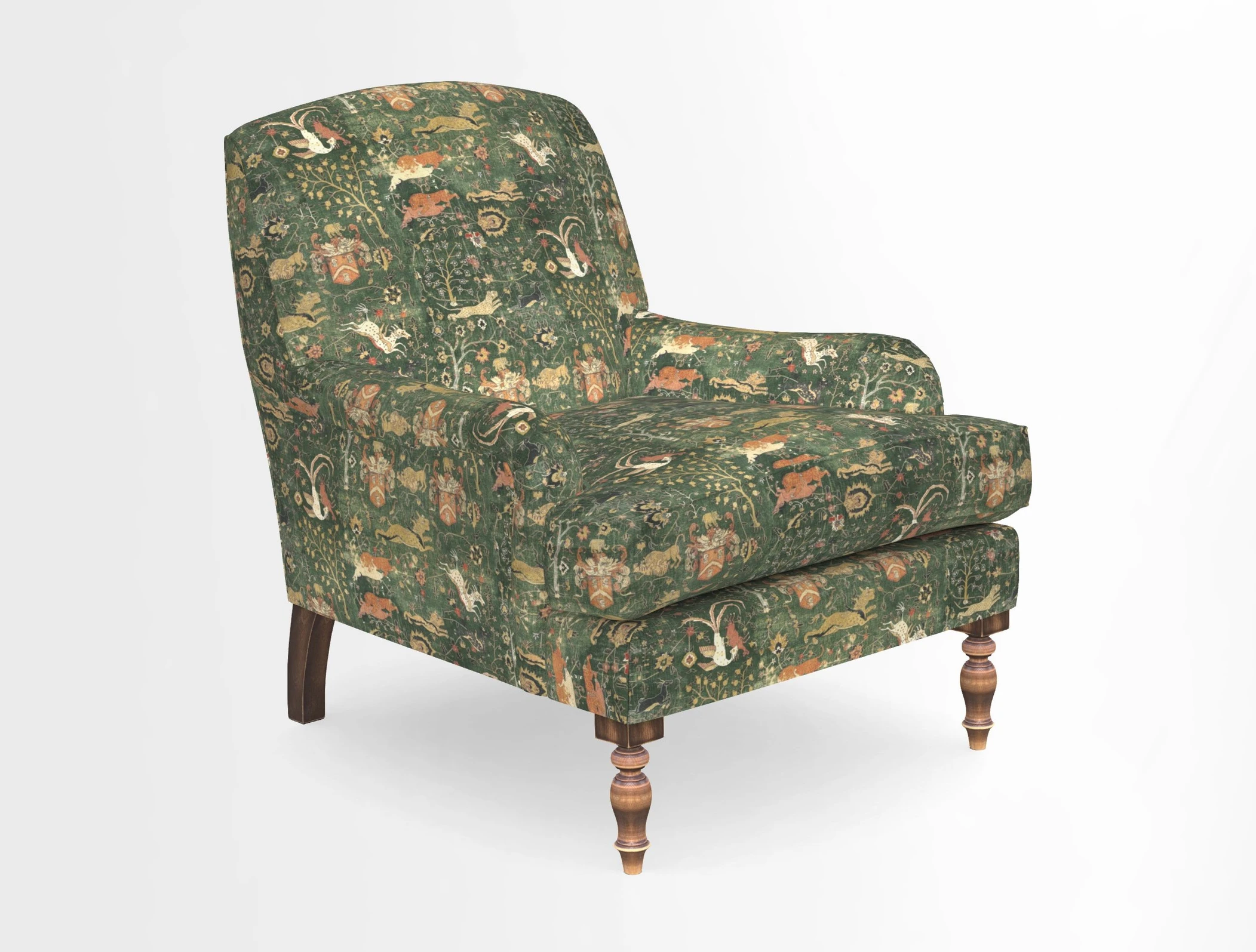 Lyndhurst Chair in V&A Threads of India Opulent-Velvets Lahore Dynasty Slate
