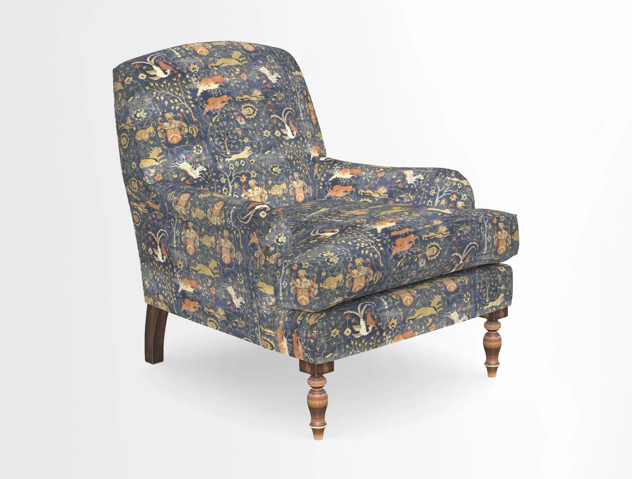 Lyndhurst Chair in V&A Threads of India Opulent-Velvets Lahore Dynasty Slate