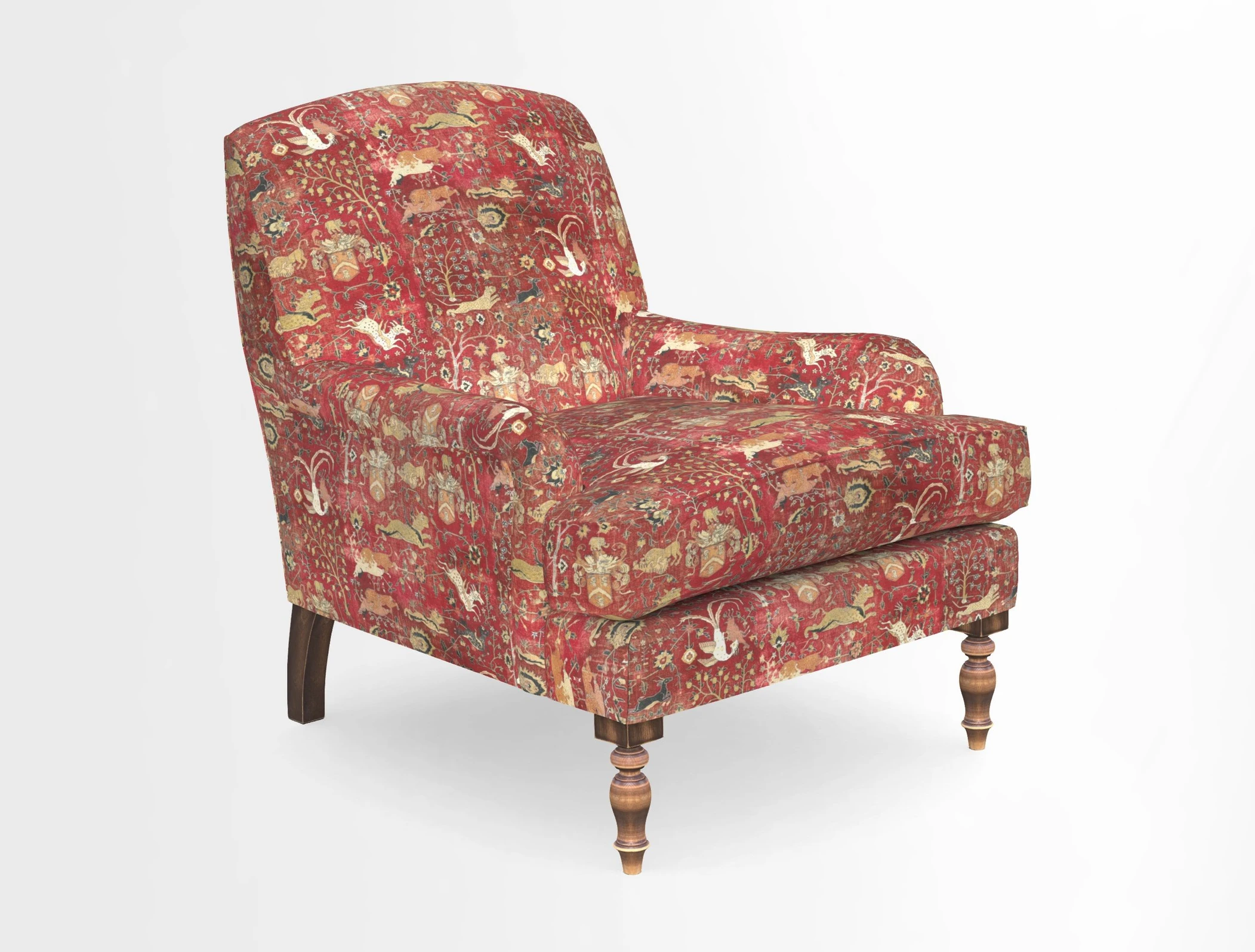 Lyndhurst Chair in V&A Threads of India Opulent-Velvets Lahore Dynasty Slate