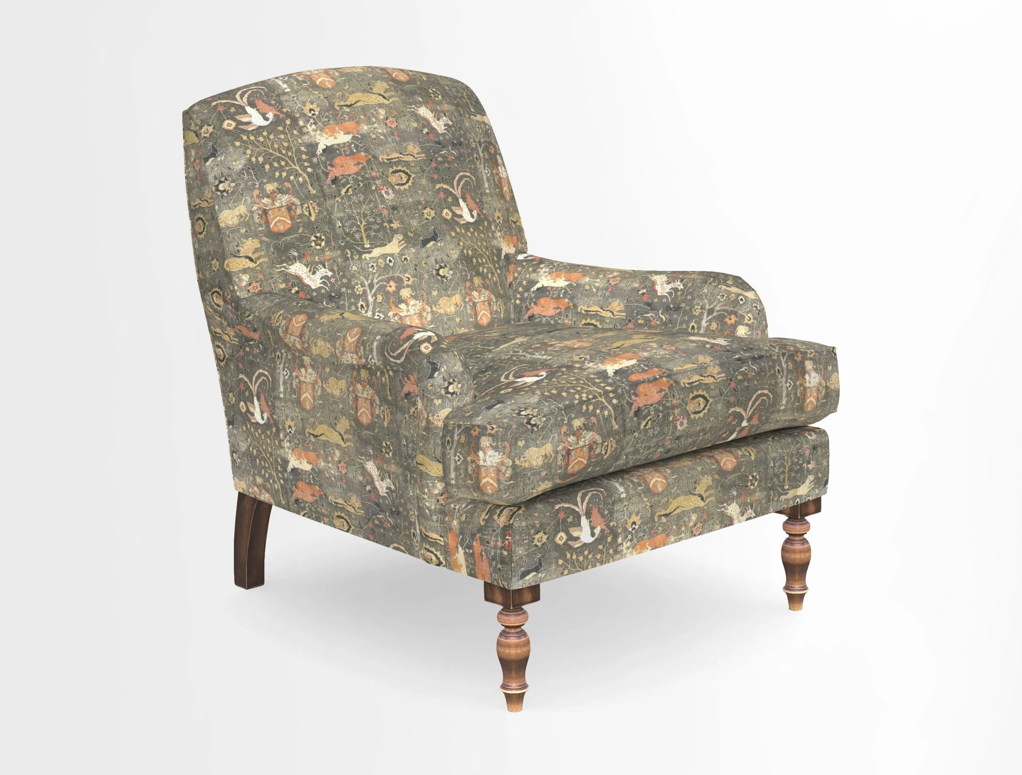Lyndhurst Chair in V&A Threads of India Opulent-Velvets Lahore Dynasty Slate