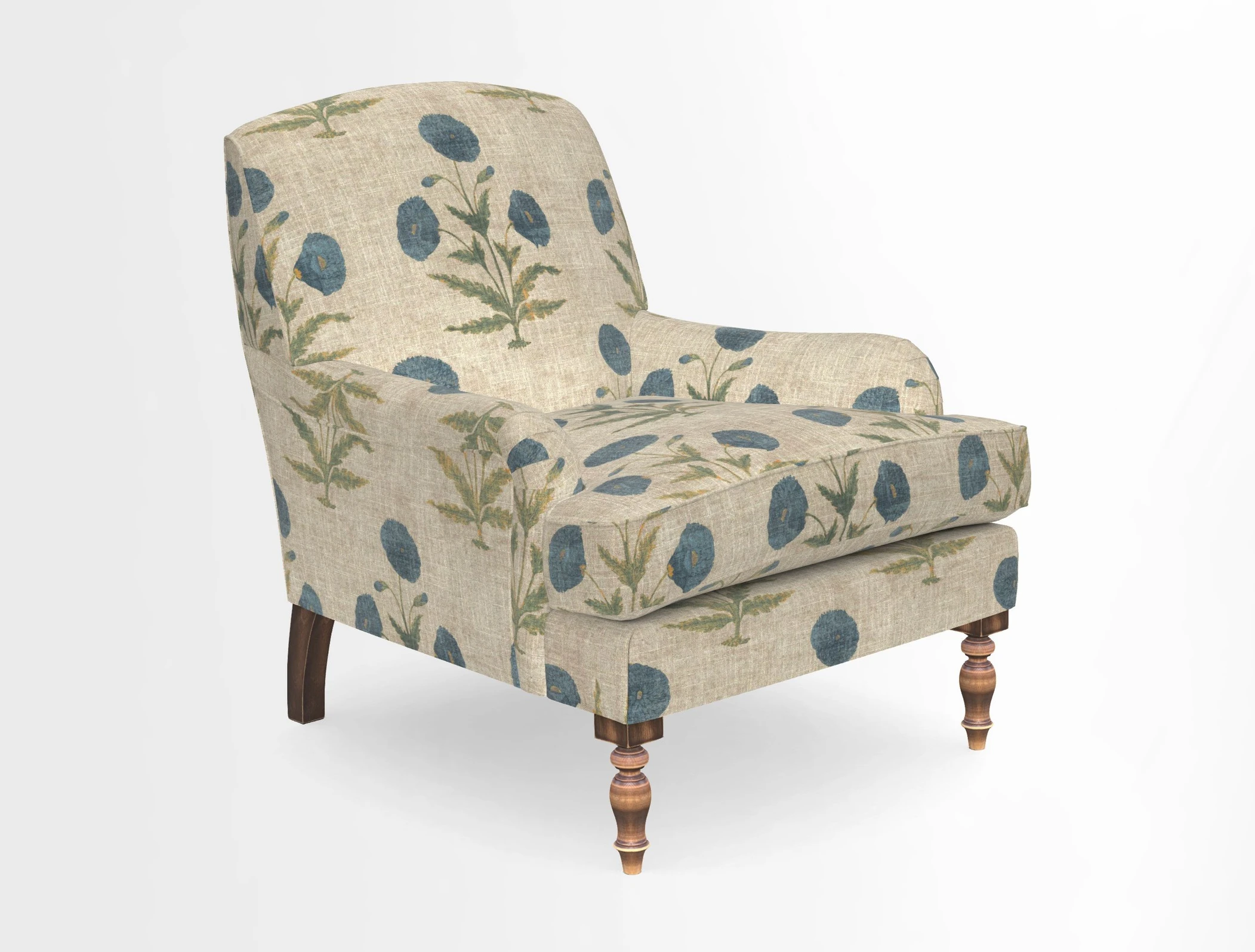Lyndhurst Chair in V&A Threads of India Opulent-Velvets Lahore Dynasty Slate
