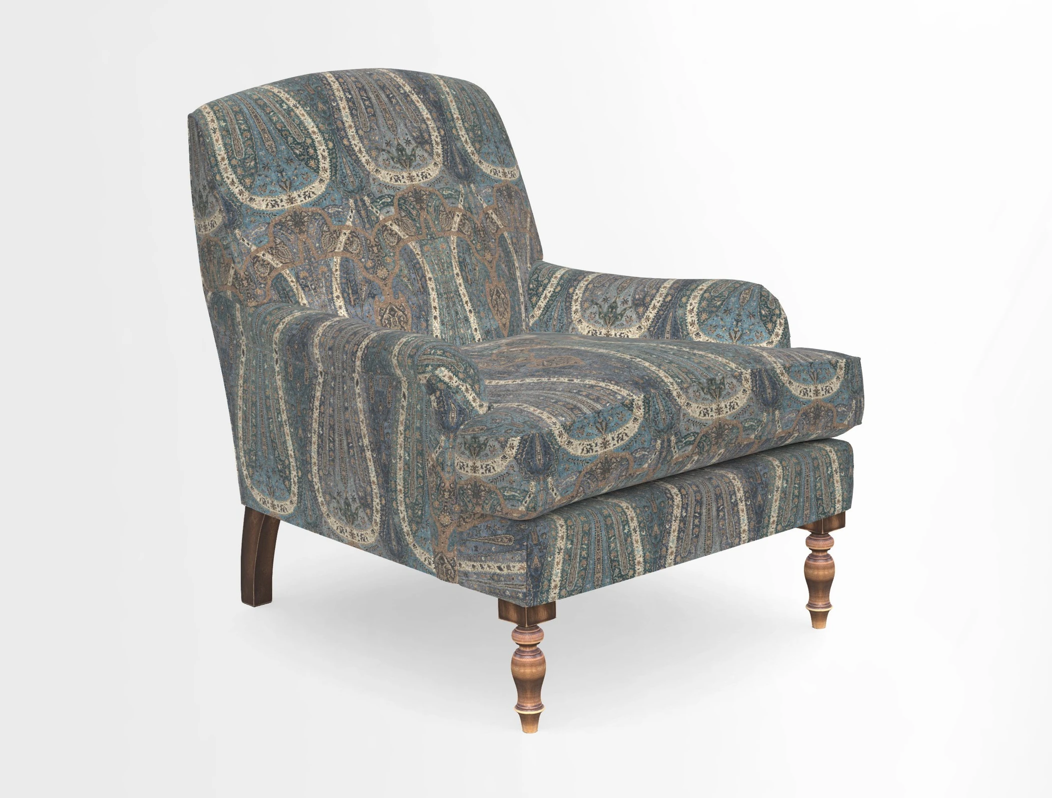 Lyndhurst Chair in V&A Threads of India Opulent-Velvets Lahore Dynasty Slate