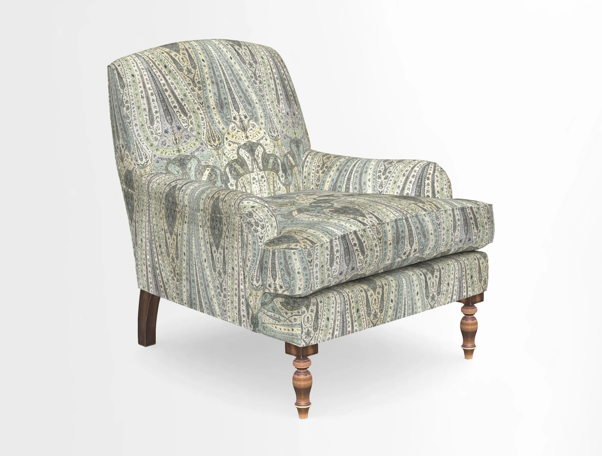 Lyndhurst Chair in V&A Threads of India Opulent-Velvets Lahore Dynasty Slate