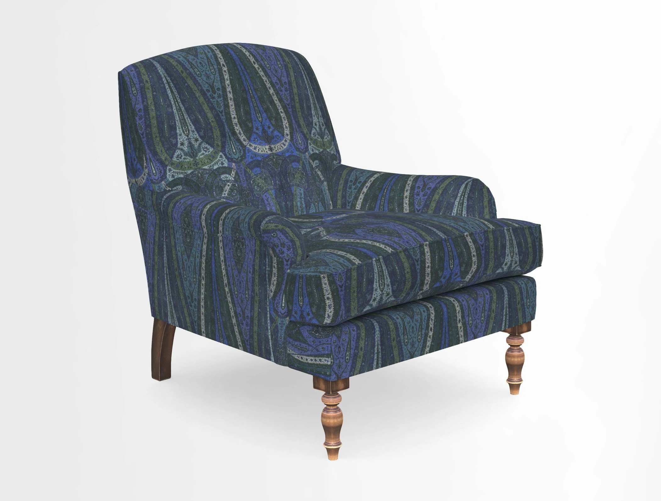 Lyndhurst Chair in V&A Threads of India Opulent-Velvets Lahore Dynasty Slate