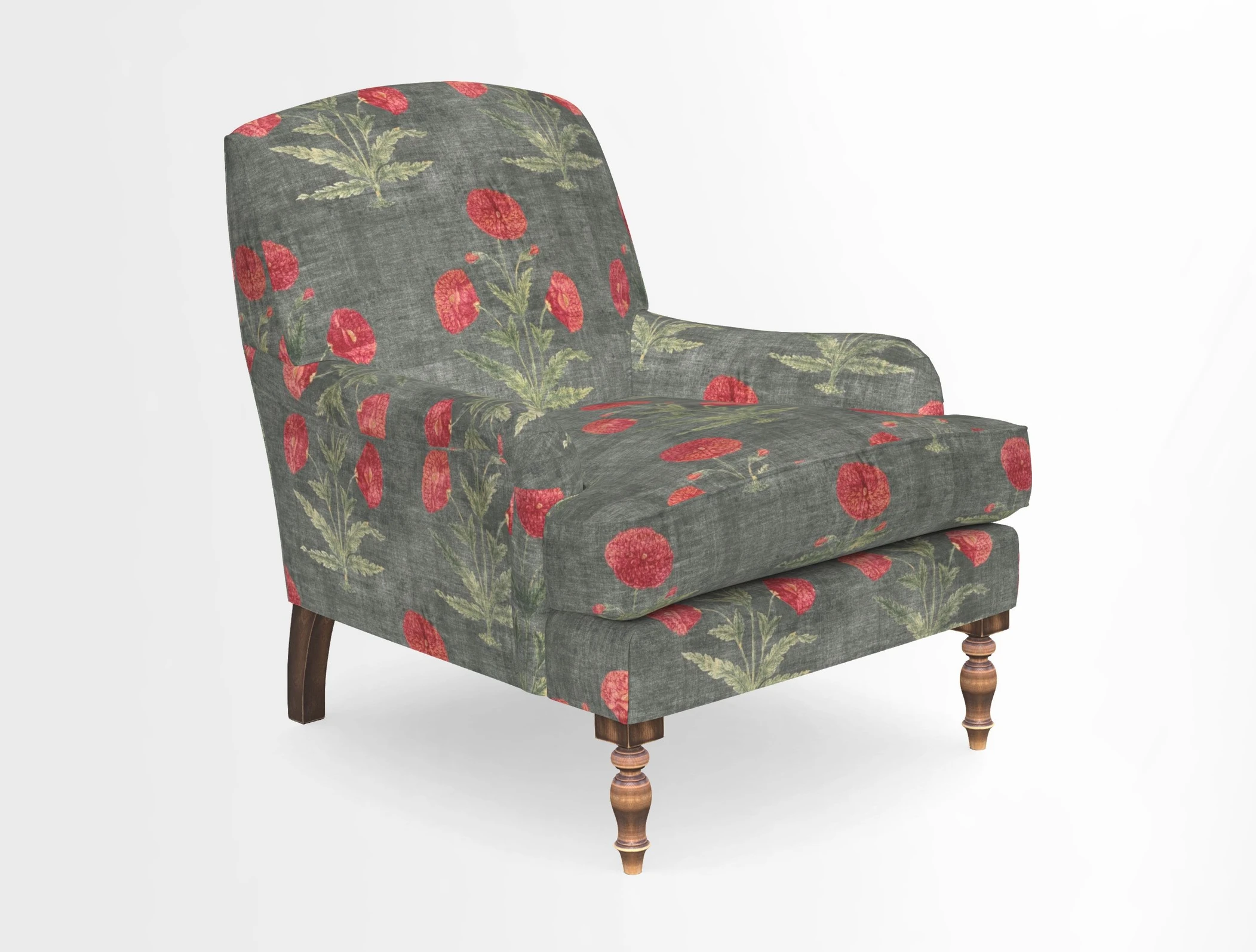 Lyndhurst Chair in V&A Threads of India Opulent-Velvets Lahore Dynasty Slate