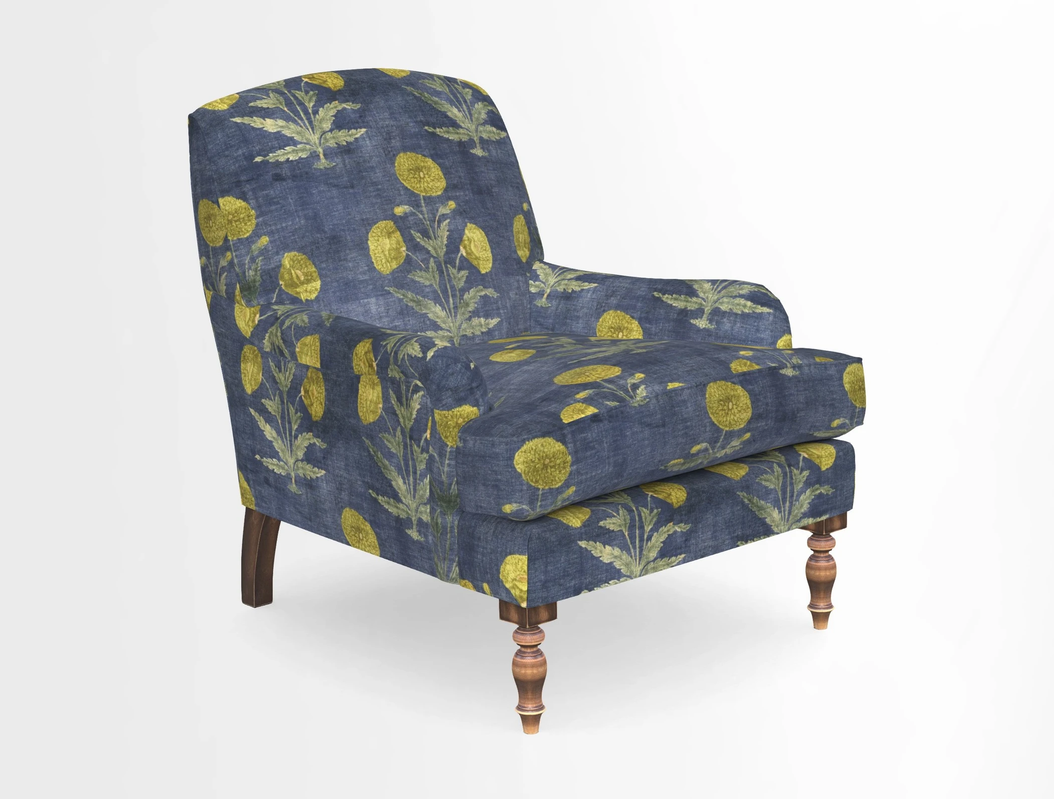Lyndhurst Chair in V&A Threads of India Opulent-Velvets Lahore Dynasty Slate