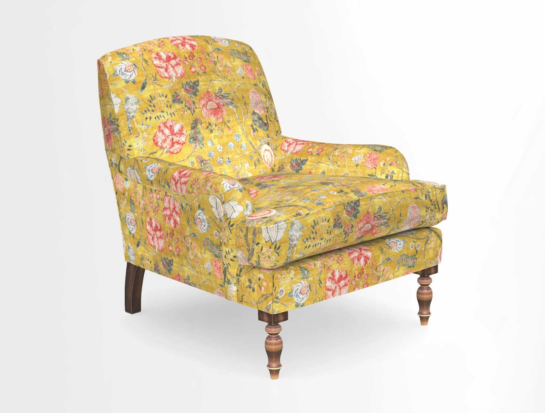 Lyndhurst Chair in V&A Threads of India Opulent-Velvets Lahore Dynasty Slate