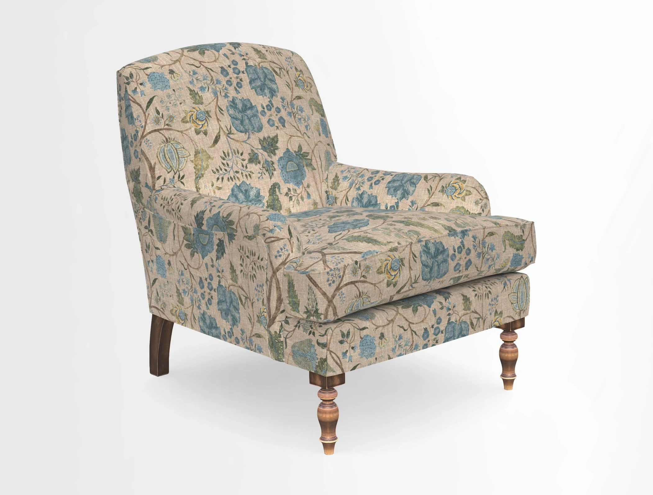 Lyndhurst Chair in V&A Threads of India Opulent-Velvets Lahore Dynasty Slate