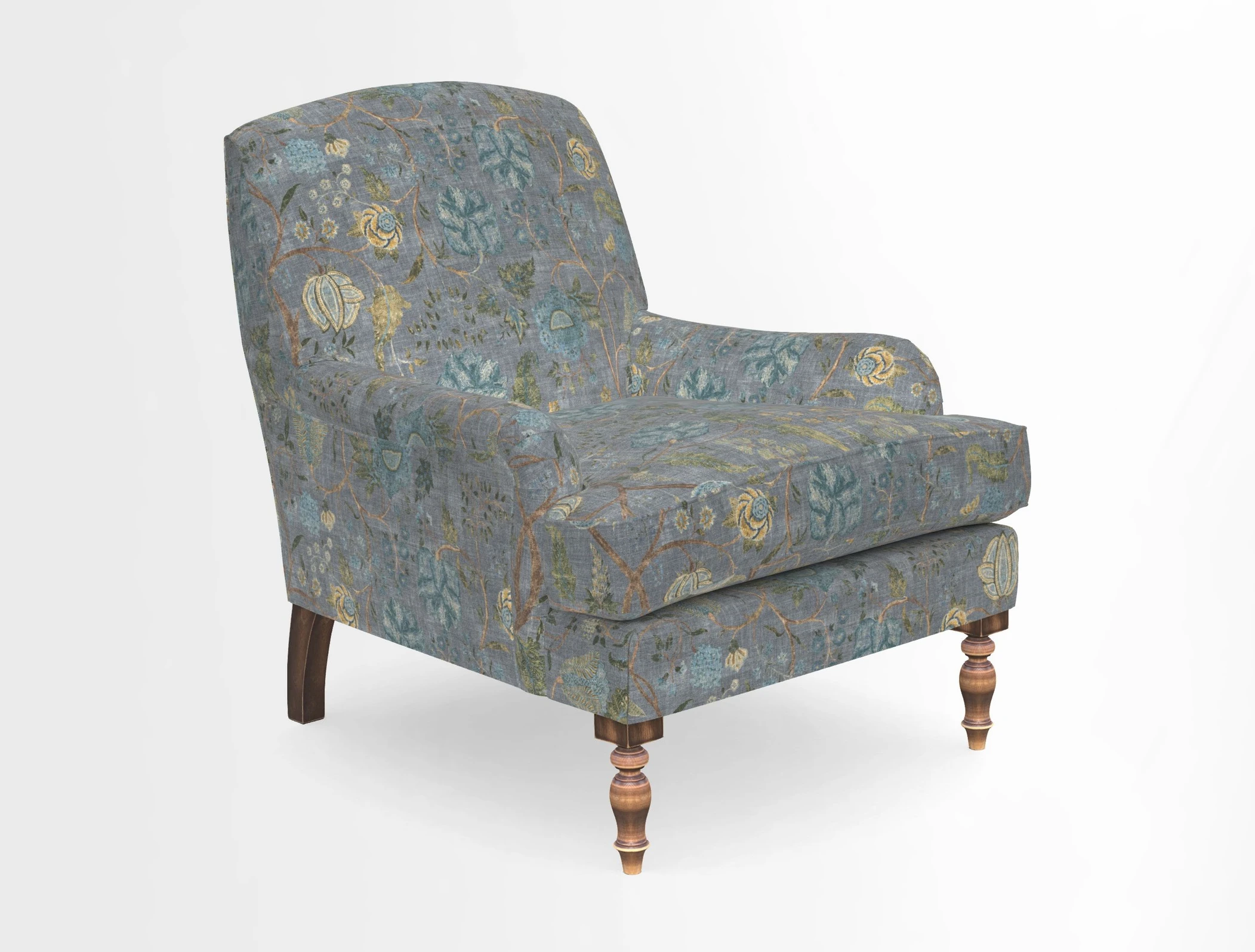 Lyndhurst Chair in V&A Threads of India Opulent-Velvets Lahore Dynasty Slate