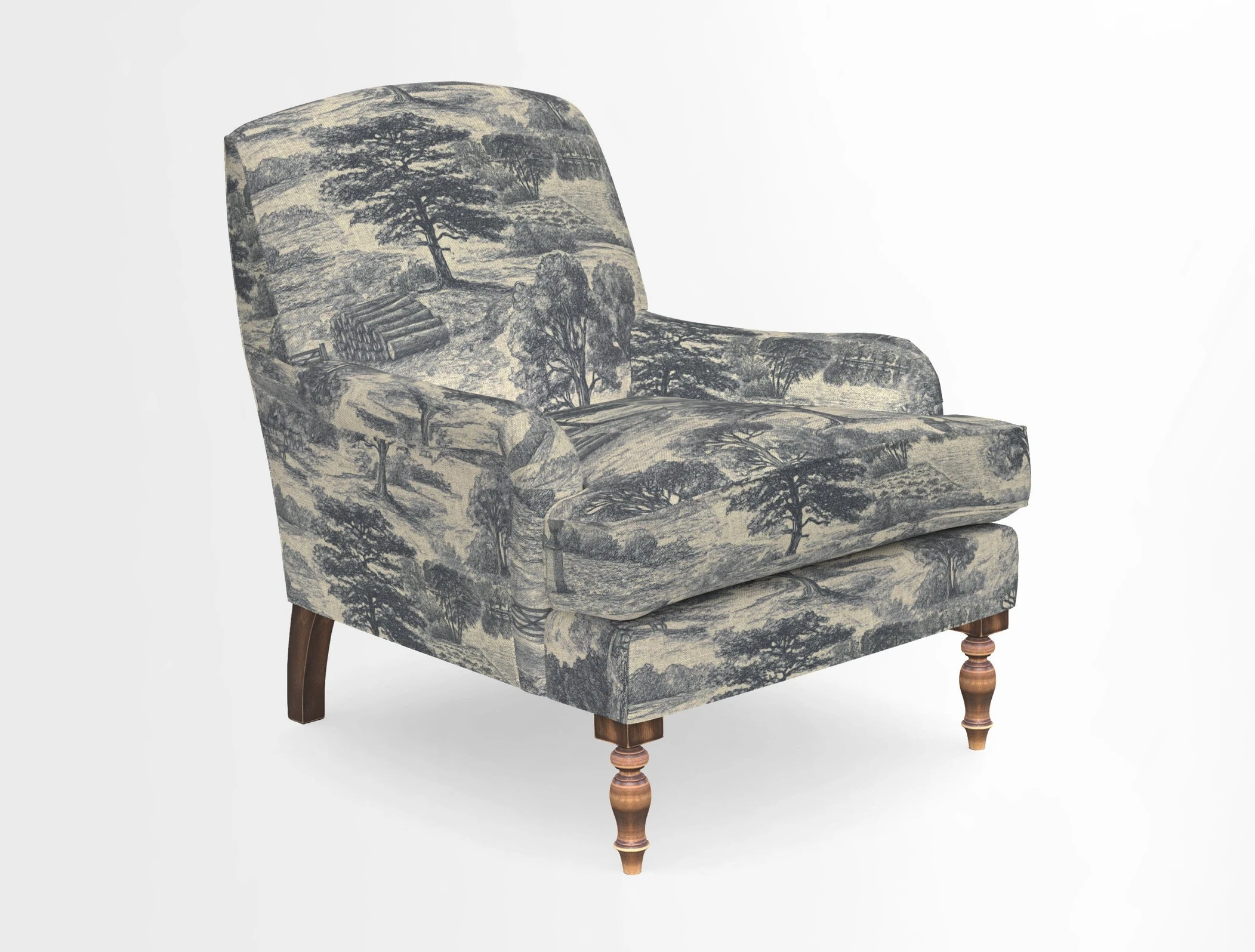 Lyndhurst Chair in V&A Threads of India Opulent-Velvets Lahore Dynasty Slate