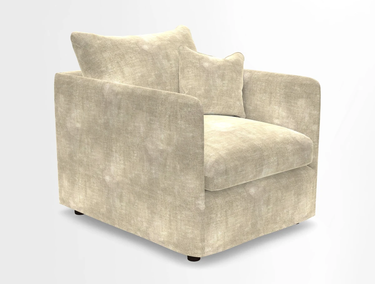 Madehurst Chair in Two Tone Plain Biscuit. Loose cover option available