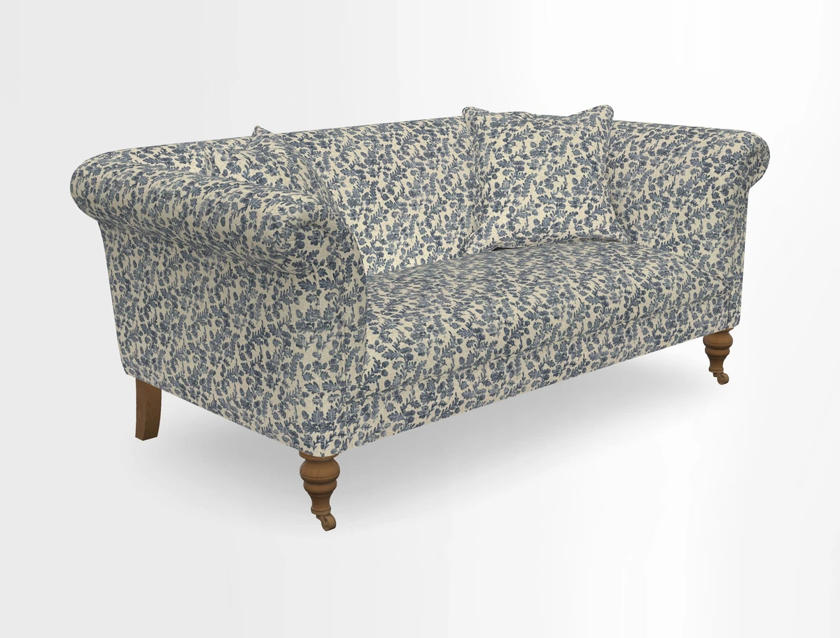 Masham 3 Seater Sofa in V&A Threads of India on Linen Paisley Splendour Steel