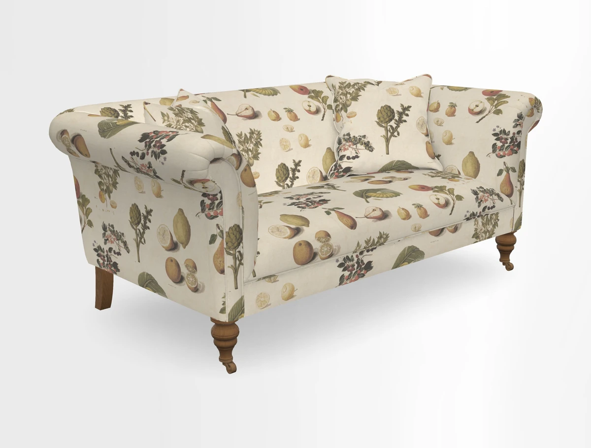 Masham 3 Seater Sofa in V&A Threads of India on Linen Paisley Splendour Steel