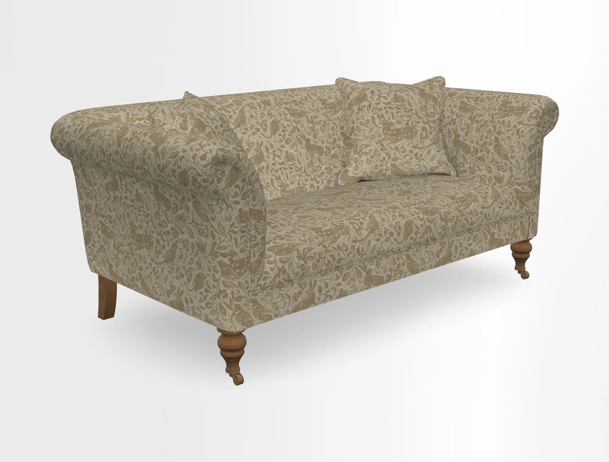 Masham 3 Seater Sofa in V&A Threads of India on Linen Paisley Splendour Steel