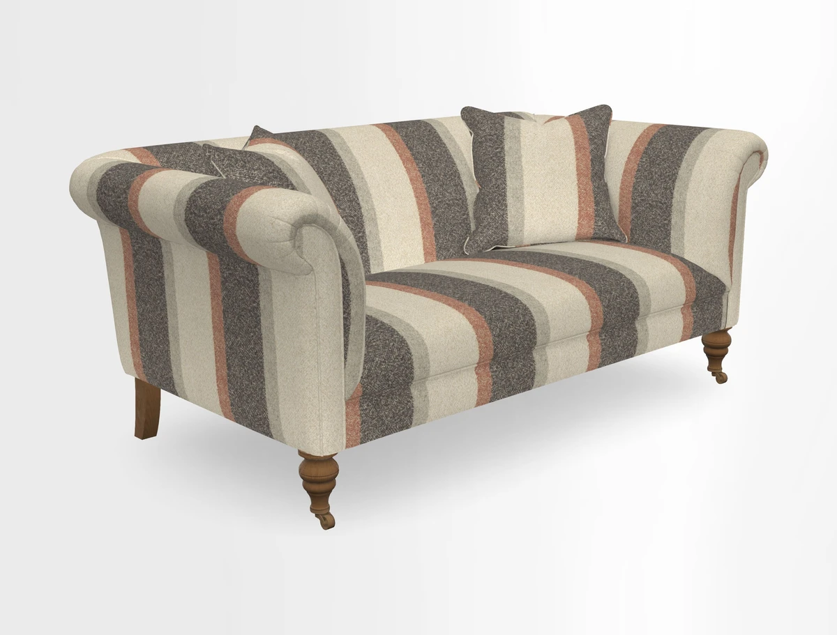 Masham 3 Seater Sofa in V&A Threads of India on Linen Paisley Splendour Steel