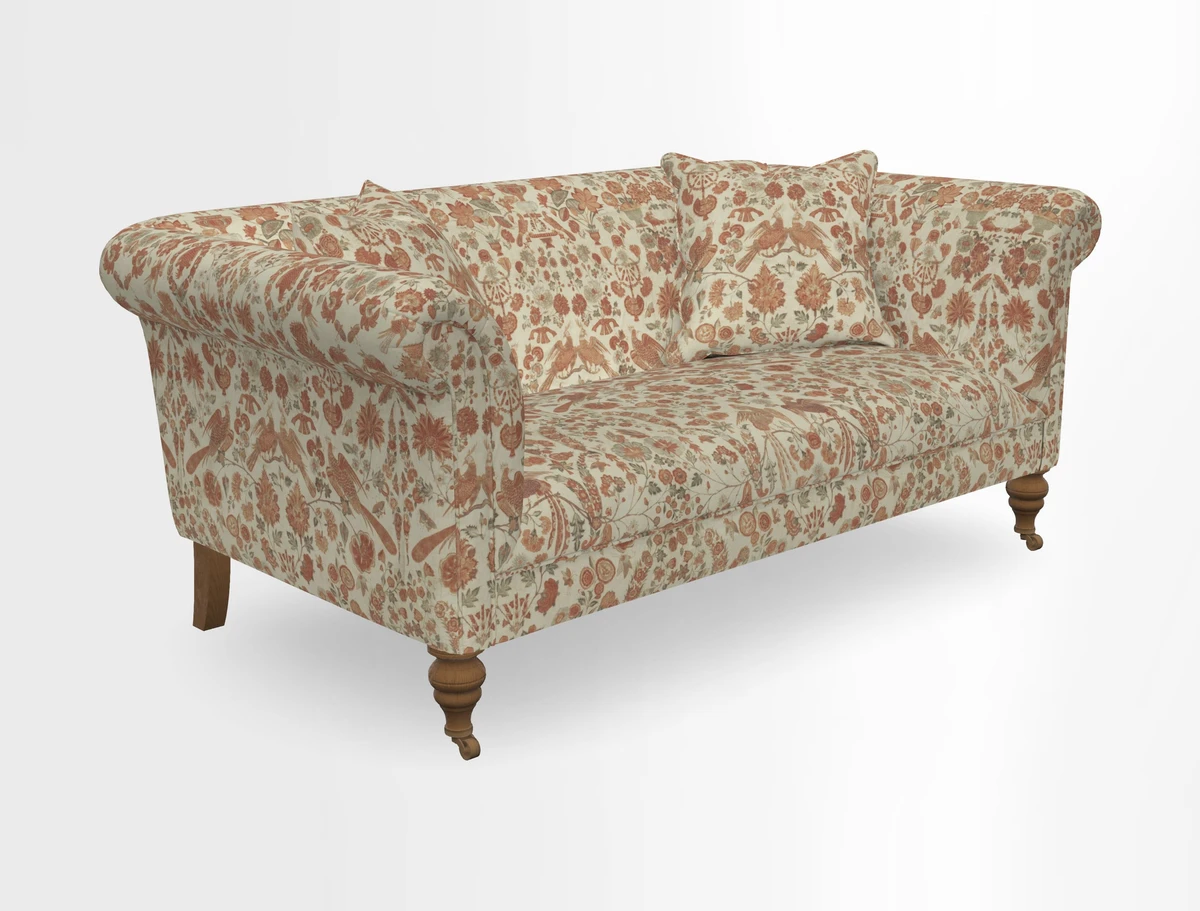 Masham 3 Seater Sofa in V&A Threads of India on Linen Paisley Splendour Steel