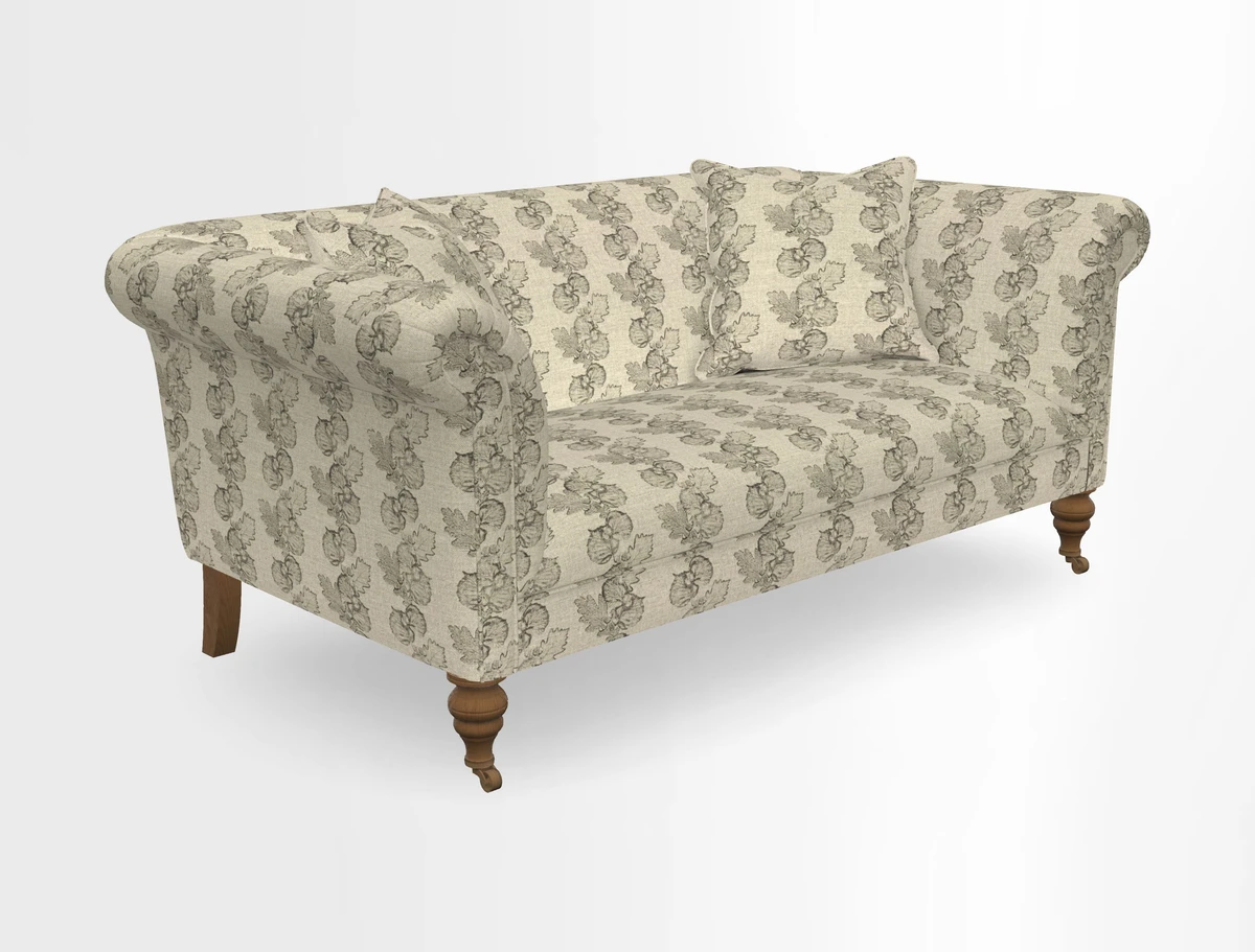 Masham 3 Seater Sofa in V&A Threads of India on Linen Paisley Splendour Steel