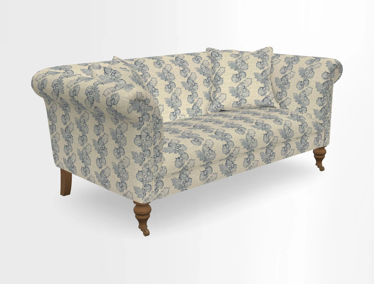 Masham 3 Seater Sofa in V&A Threads of India on Linen Paisley Splendour Steel