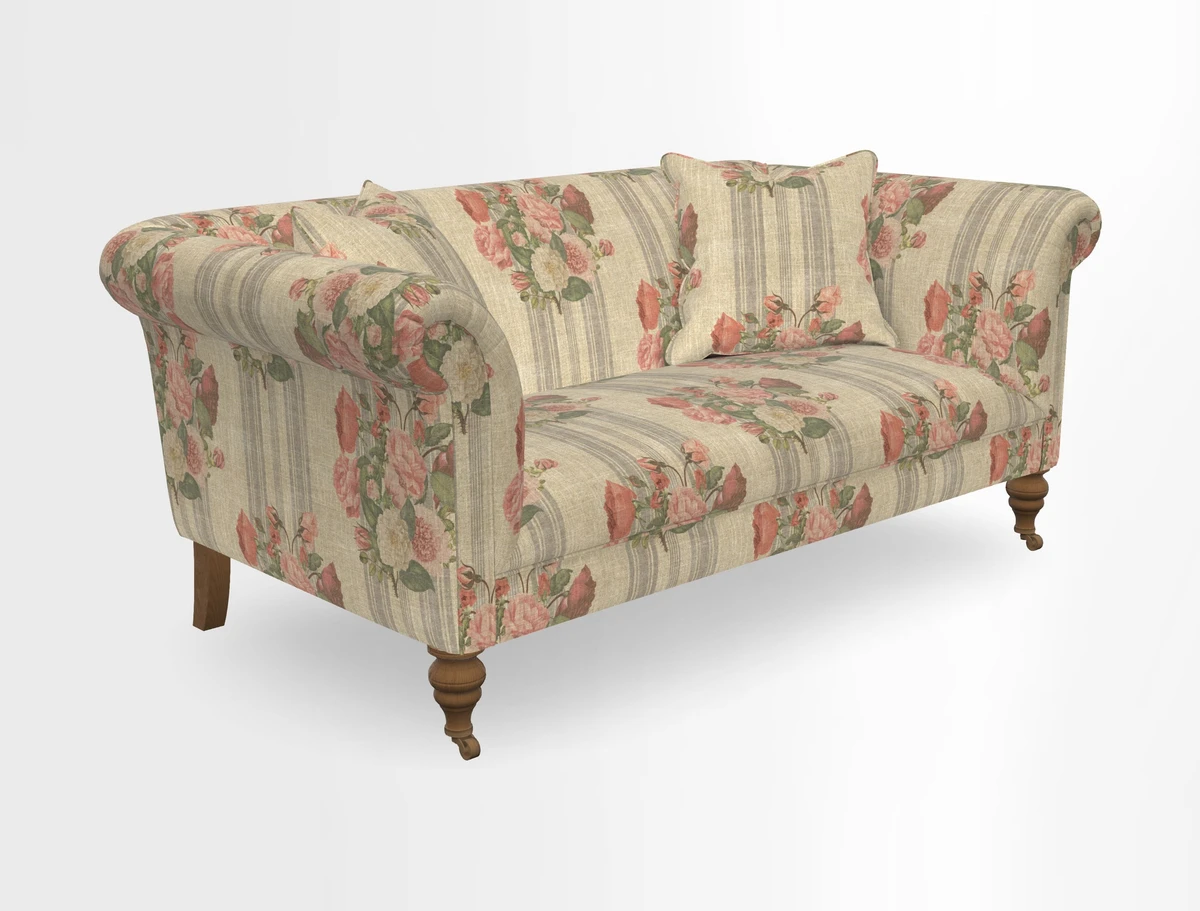 Masham 3 Seater Sofa in V&A Threads of India on Linen Paisley Splendour Steel
