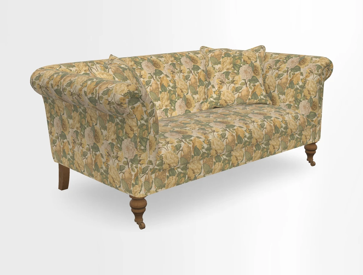 Masham 3 Seater Sofa in V&A Threads of India on Linen Paisley Splendour Steel
