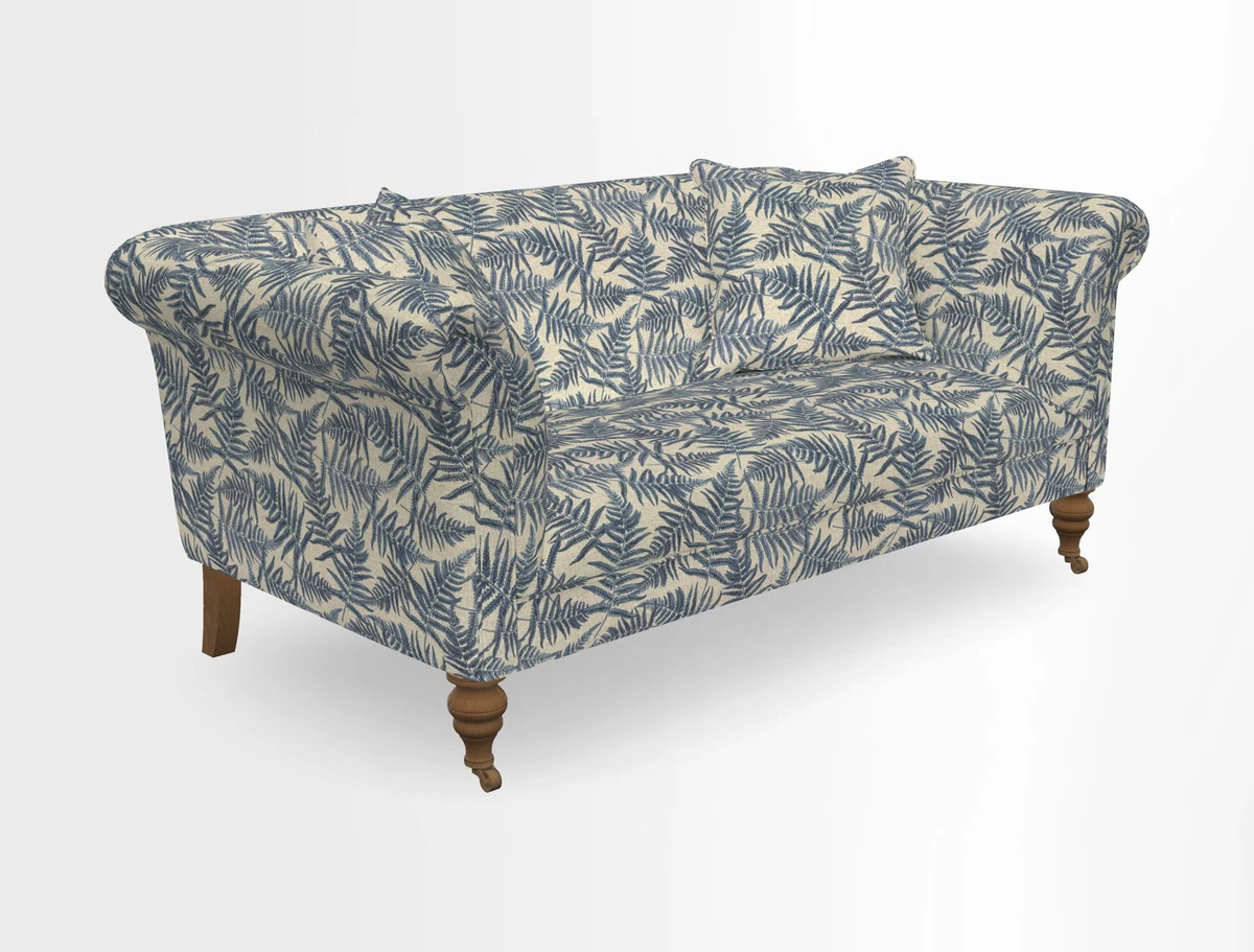 Masham 3 Seater Sofa in V&A Threads of India on Linen Paisley Splendour Steel