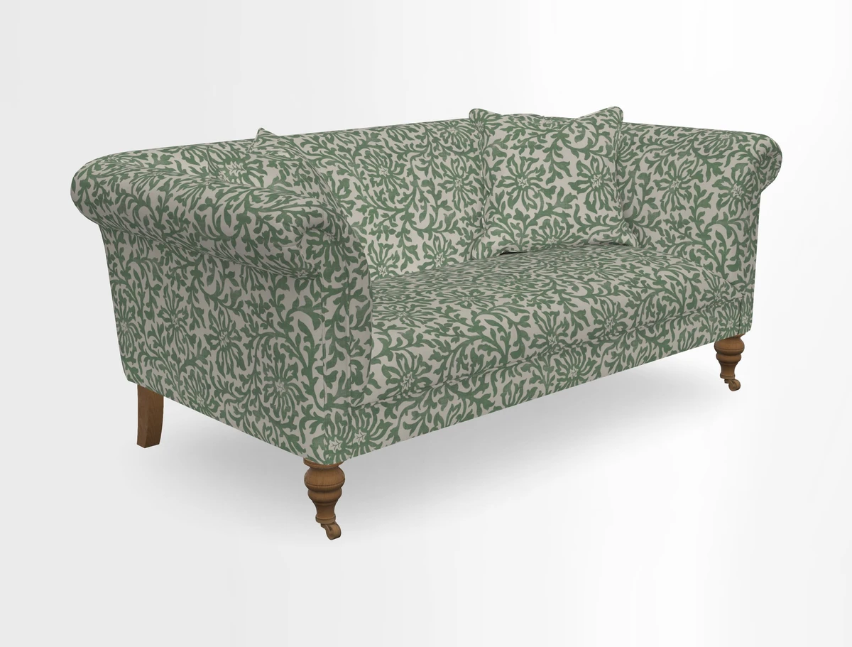 Masham 3 Seater Sofa in V&A Threads of India on Linen Paisley Splendour Steel