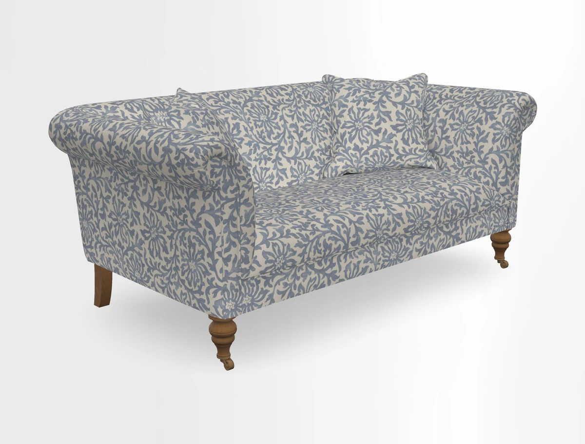 Masham 3 Seater Sofa in V&A Threads of India on Linen Paisley Splendour Steel
