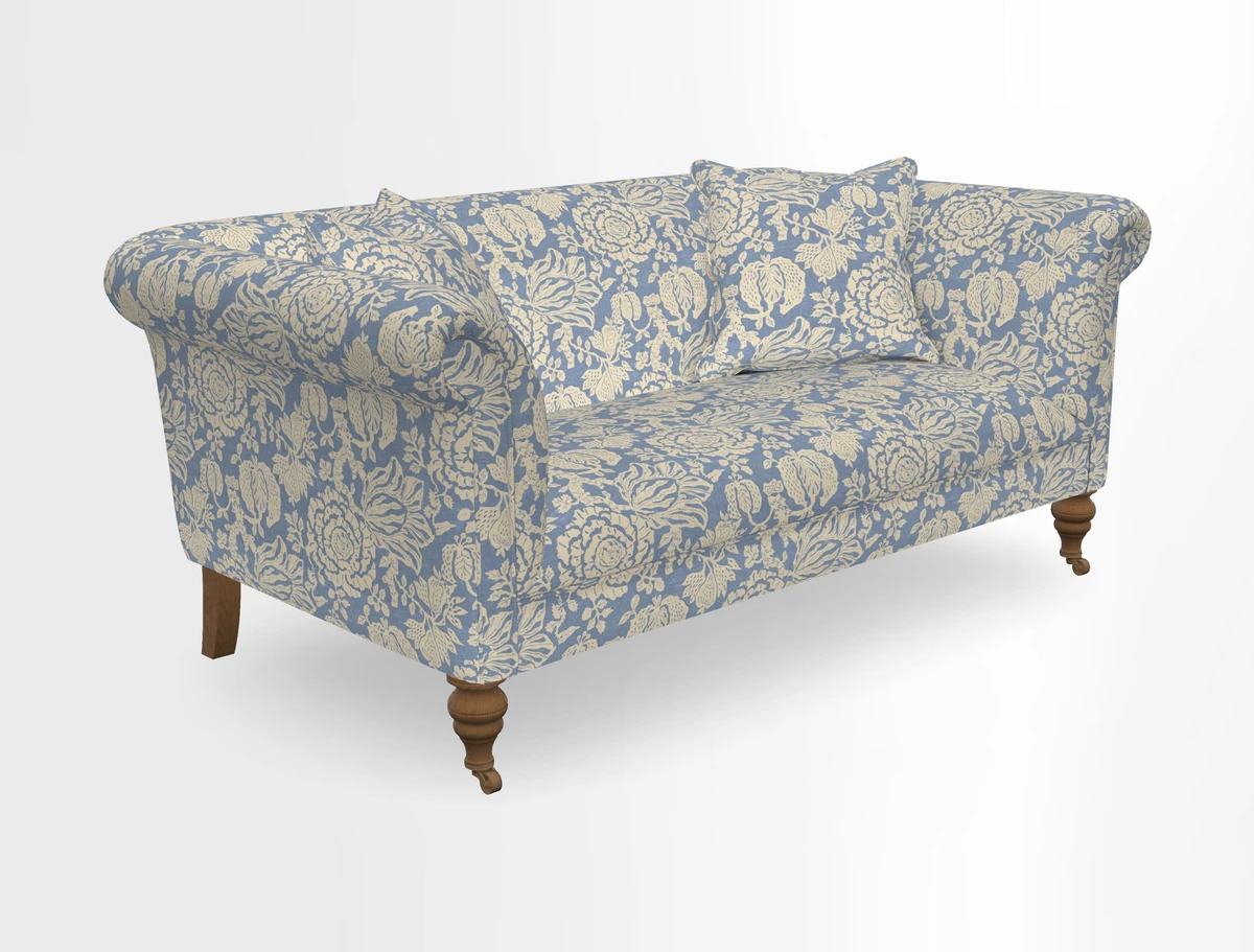 Masham 3 Seater Sofa in V&A Threads of India on Linen Paisley Splendour Steel
