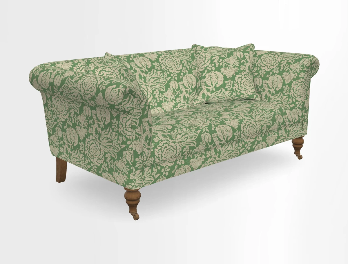 Masham 3 Seater Sofa in V&A Threads of India on Linen Paisley Splendour Steel