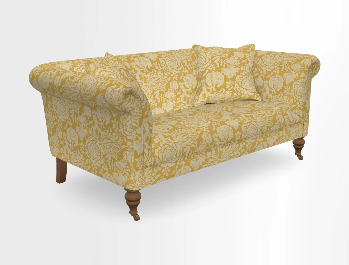 Masham 3 Seater Sofa in V&A Threads of India on Linen Paisley Splendour Steel