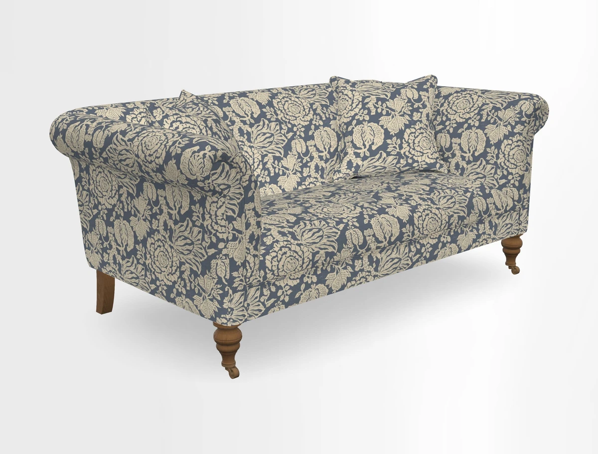 Masham 3 Seater Sofa in V&A Threads of India on Linen Paisley Splendour Steel