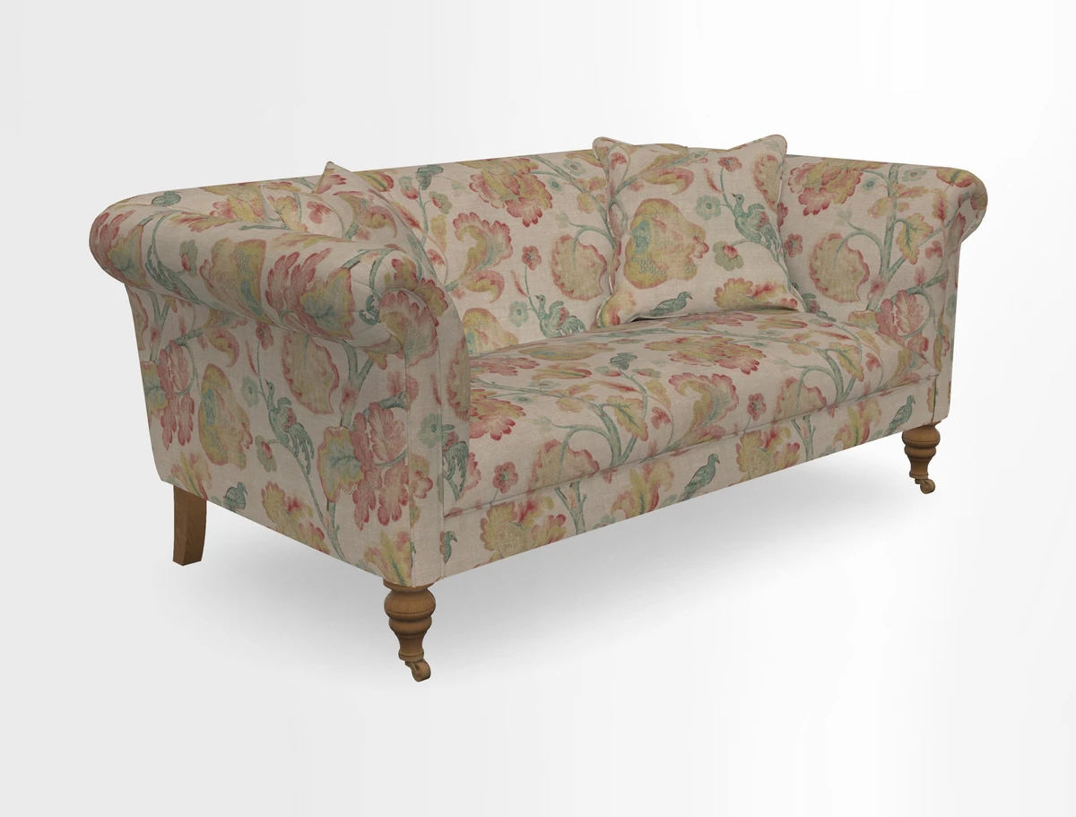 Masham 3 Seater Sofa in V&A Threads of India on Linen Paisley Splendour Steel