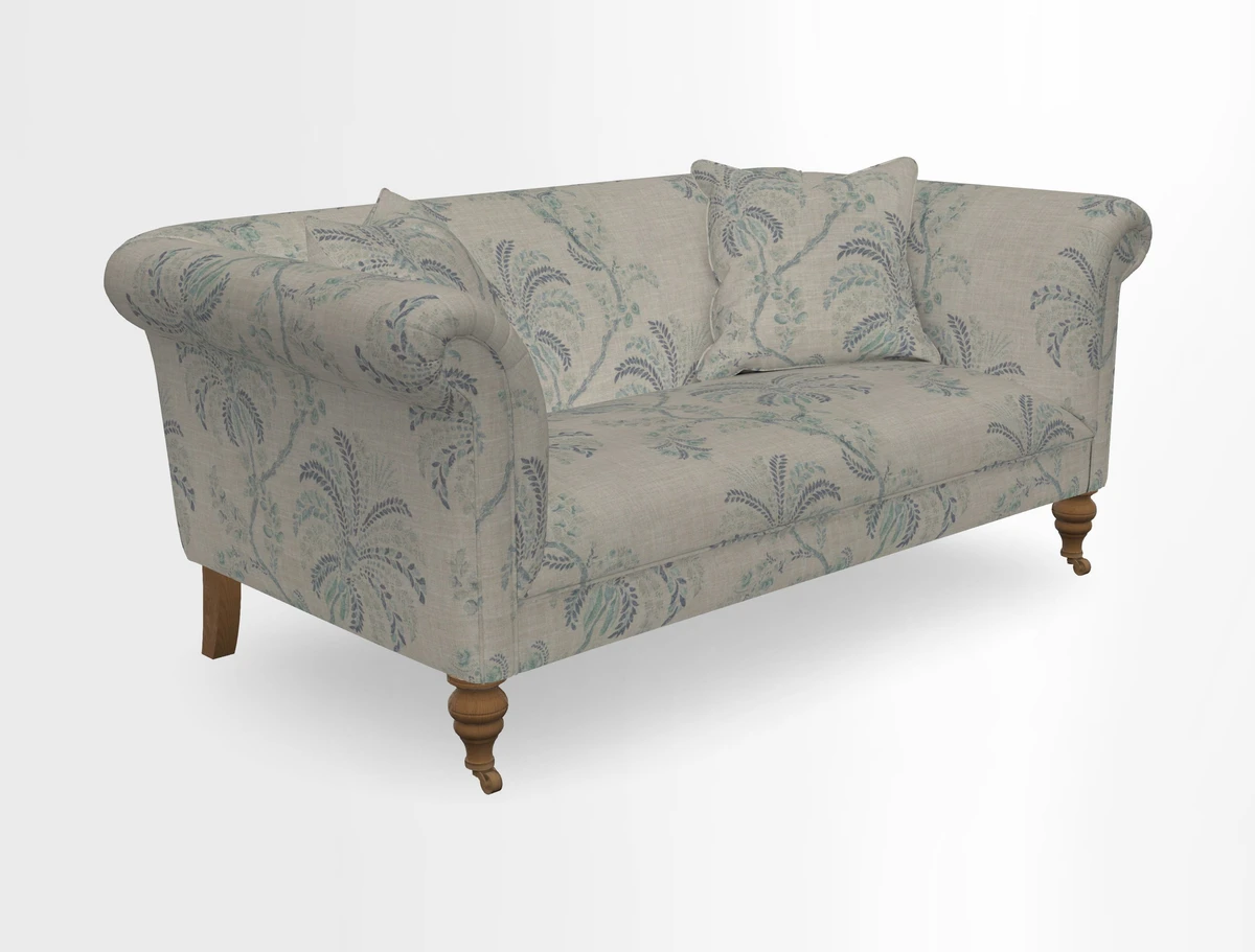 Masham 3 Seater Sofa in V&A Threads of India on Linen Paisley Splendour Steel