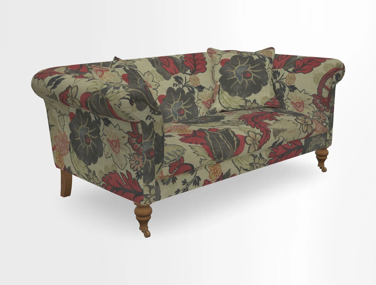 Masham 3 Seater Sofa in V&A Threads of India on Linen Paisley Splendour Steel