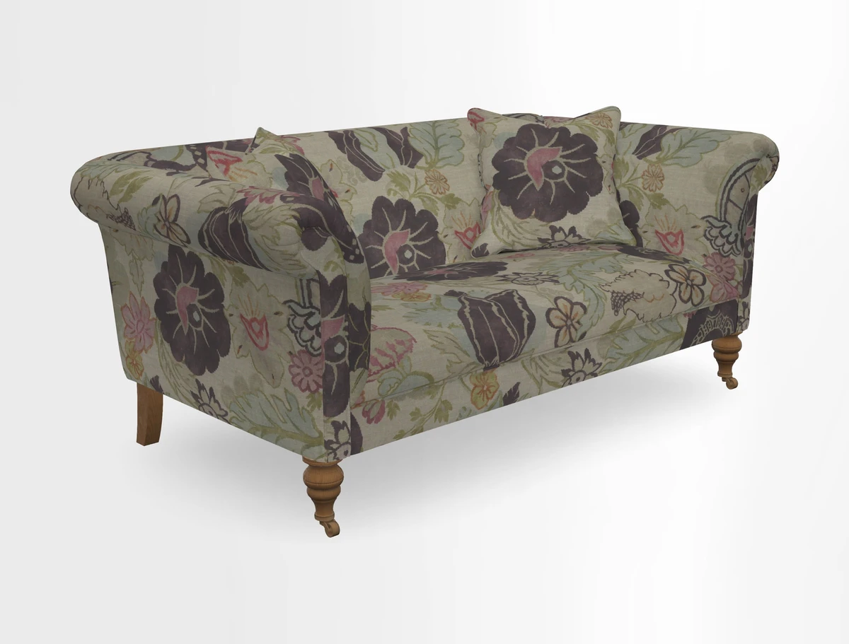Masham 3 Seater Sofa in V&A Threads of India on Linen Paisley Splendour Steel