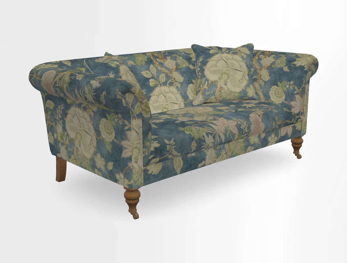 Masham 3 Seater Sofa in V&A Threads of India on Linen Paisley Splendour Steel