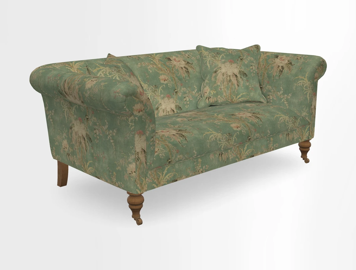 Masham 3 Seater Sofa in V&A Threads of India on Linen Paisley Splendour Steel