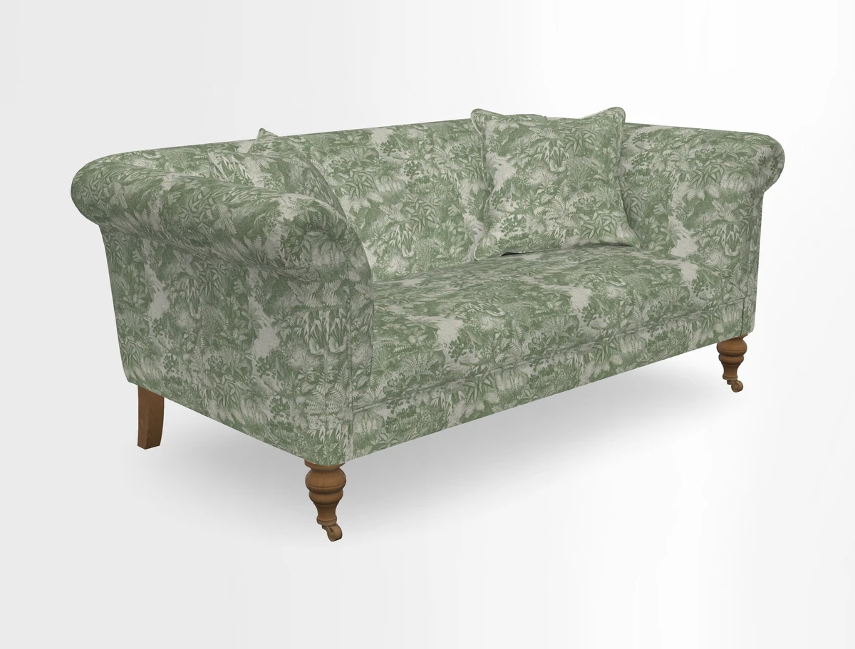 Masham 3 Seater Sofa in V&A Threads of India on Linen Paisley Splendour Steel