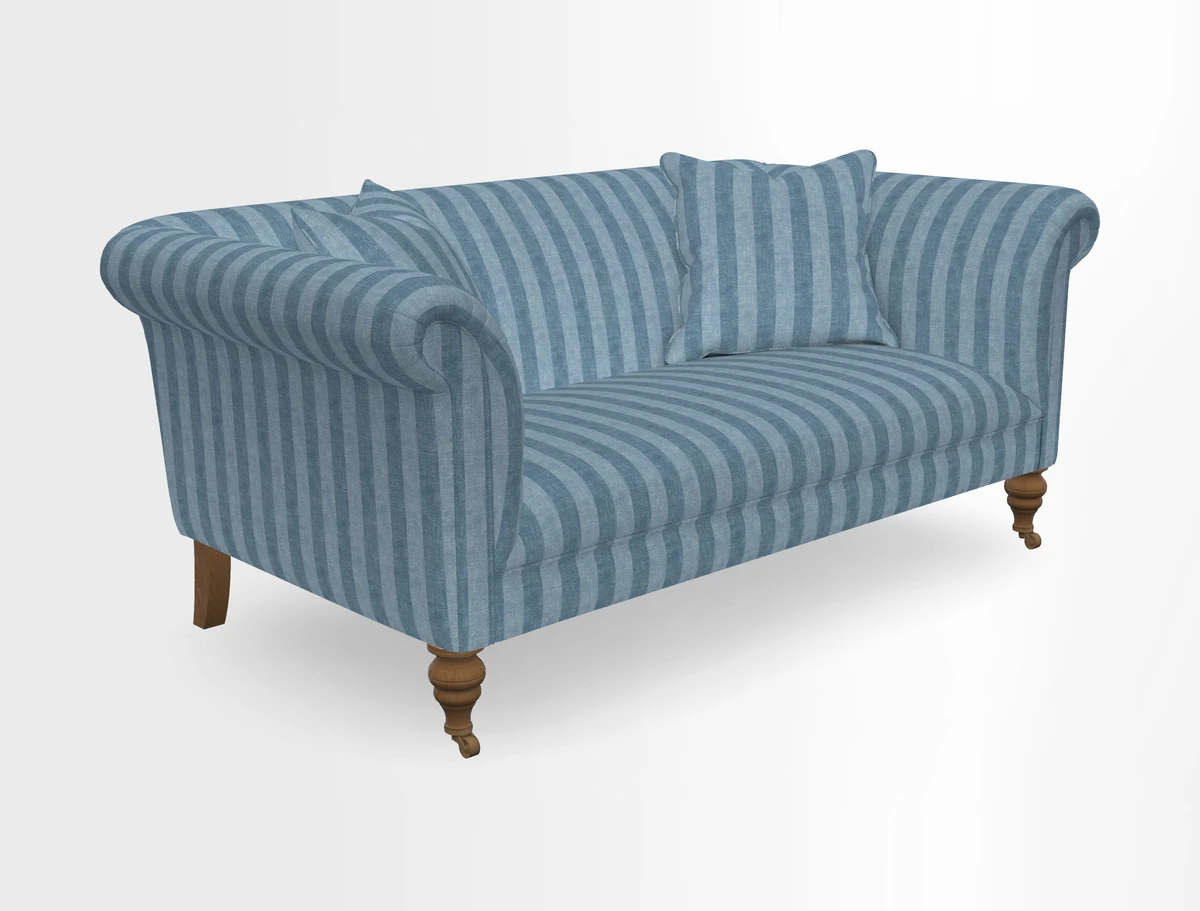 Masham 3 Seater Sofa in V&A Threads of India on Linen Paisley Splendour Steel