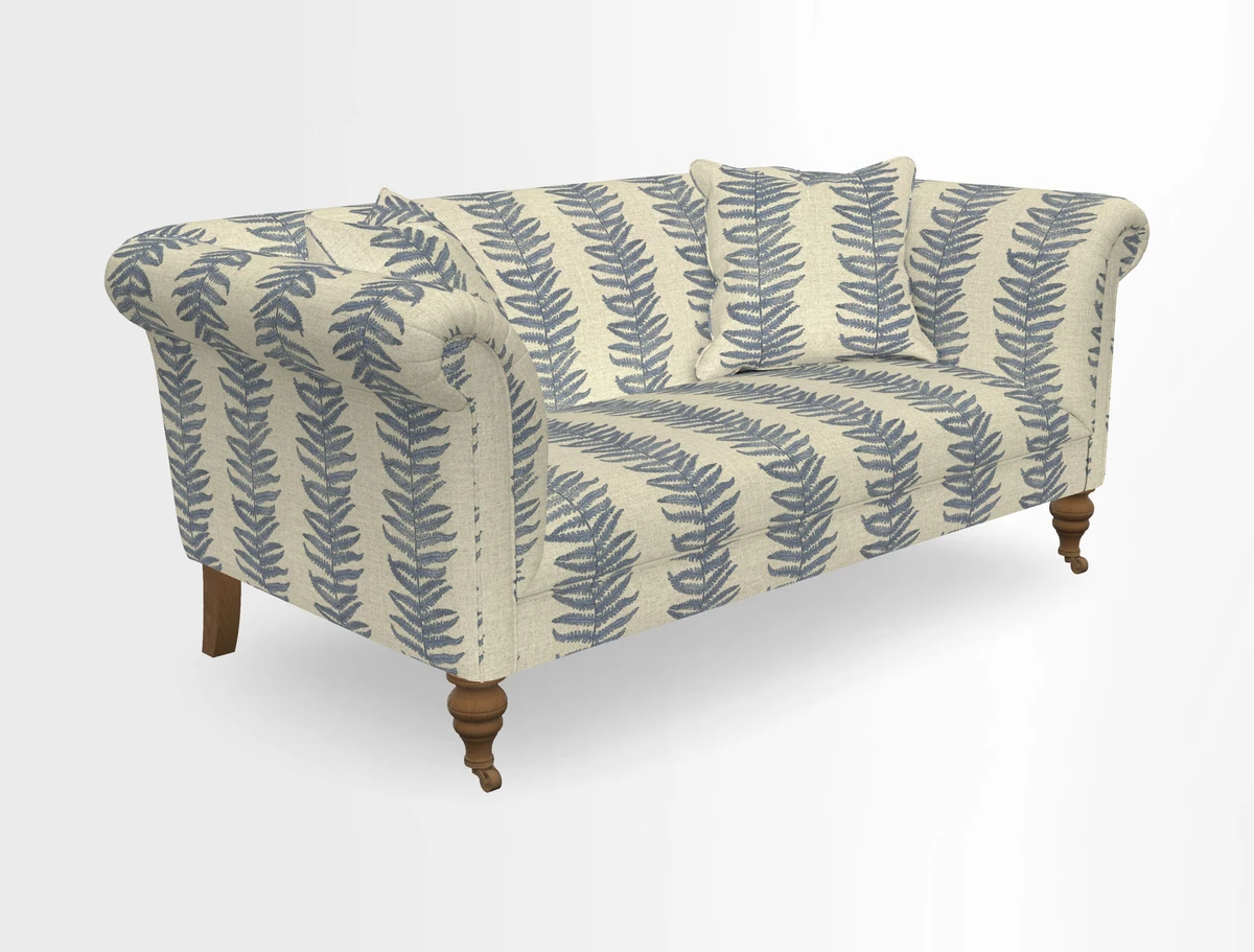 Masham 3 Seater Sofa in V&A Threads of India on Linen Paisley Splendour Steel