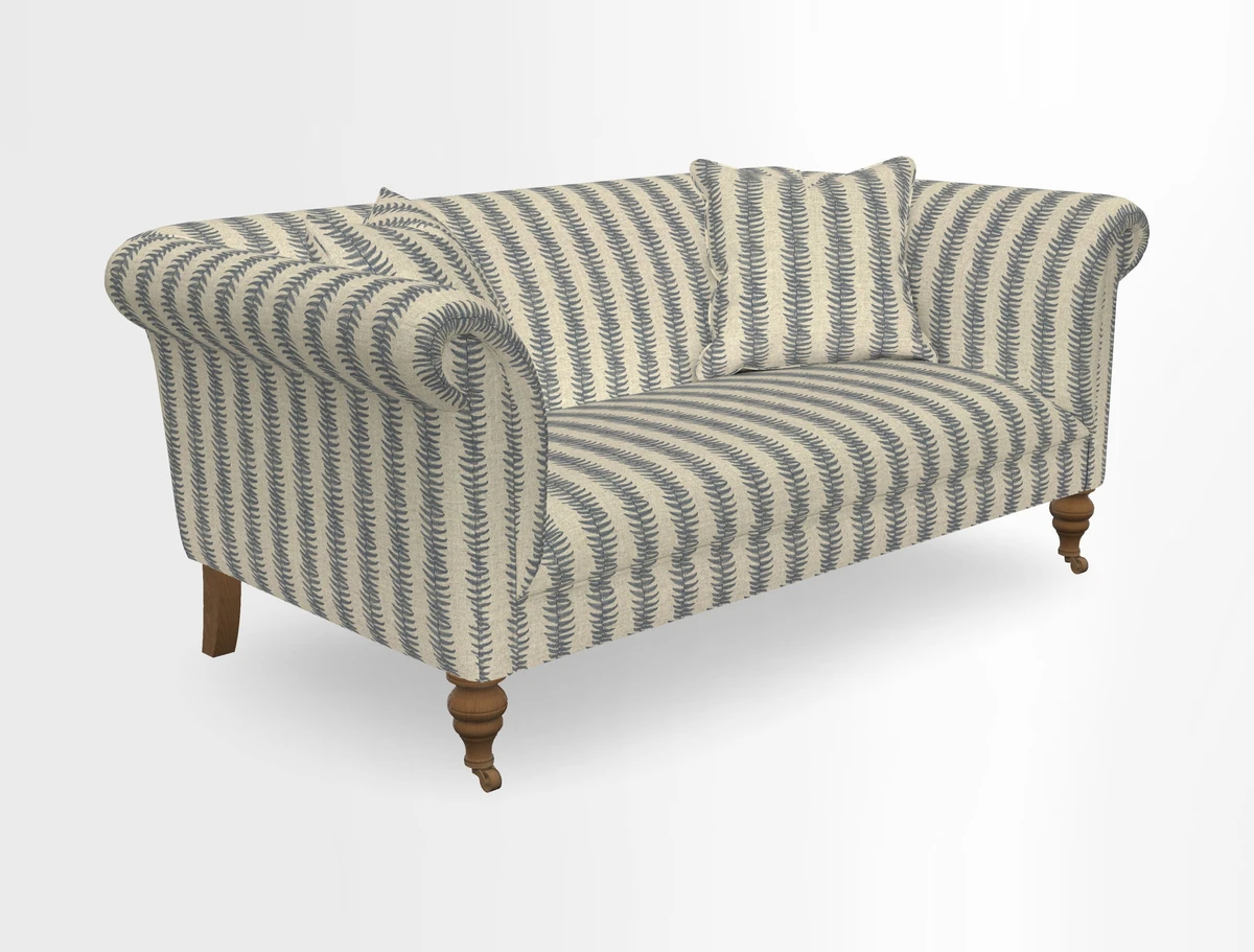 Masham 3 Seater Sofa in V&A Threads of India on Linen Paisley Splendour Steel