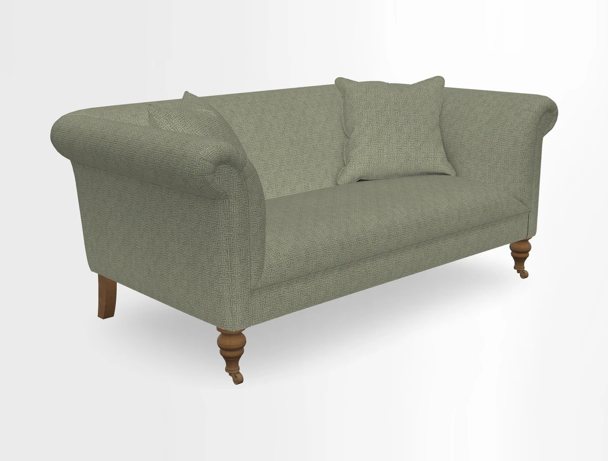Masham 3 Seater Sofa in V&A Threads of India on Linen Paisley Splendour Steel
