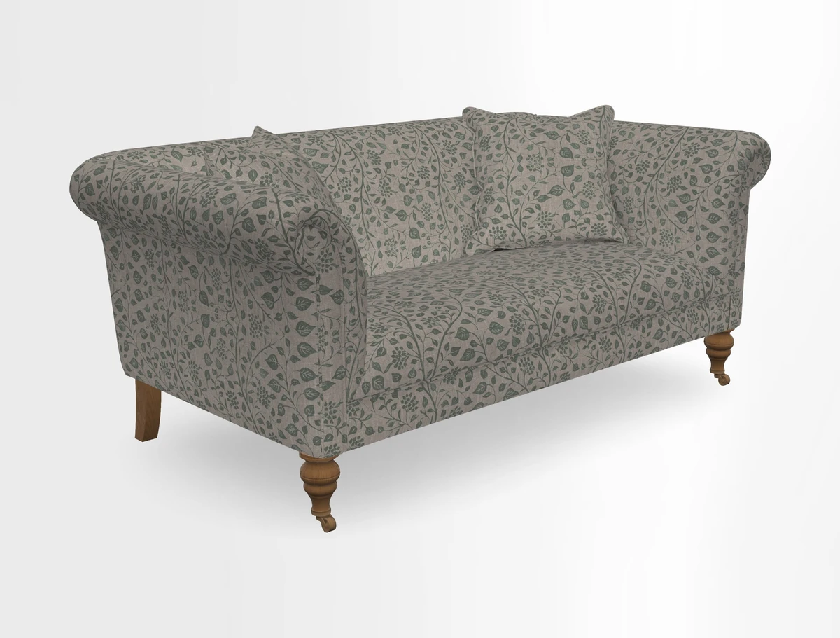 Masham 3 Seater Sofa in V&A Threads of India on Linen Paisley Splendour Steel