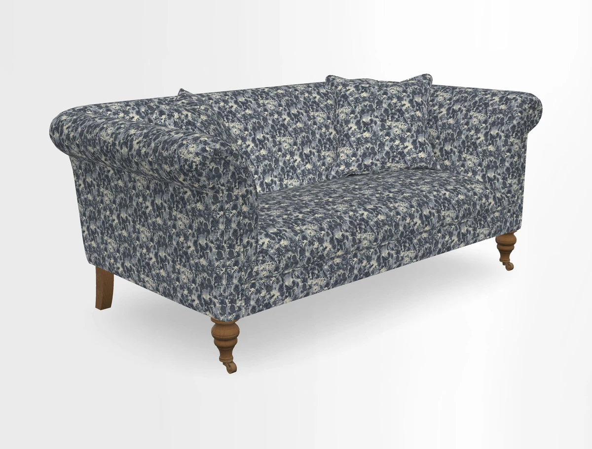 Masham 3 Seater Sofa in V&A Threads of India on Linen Paisley Splendour Steel