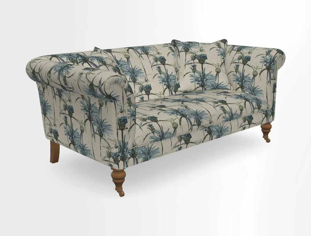 Masham 3 Seater Sofa in V&A Threads of India on Linen Paisley Splendour Steel