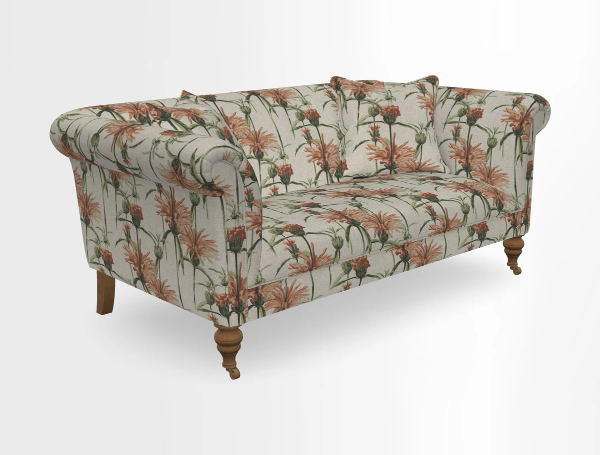 Masham 3 Seater Sofa in V&A Threads of India on Linen Paisley Splendour Steel